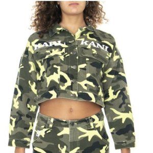 Karl Kani Camo Short Trucker Denim Jacket SM NWT
